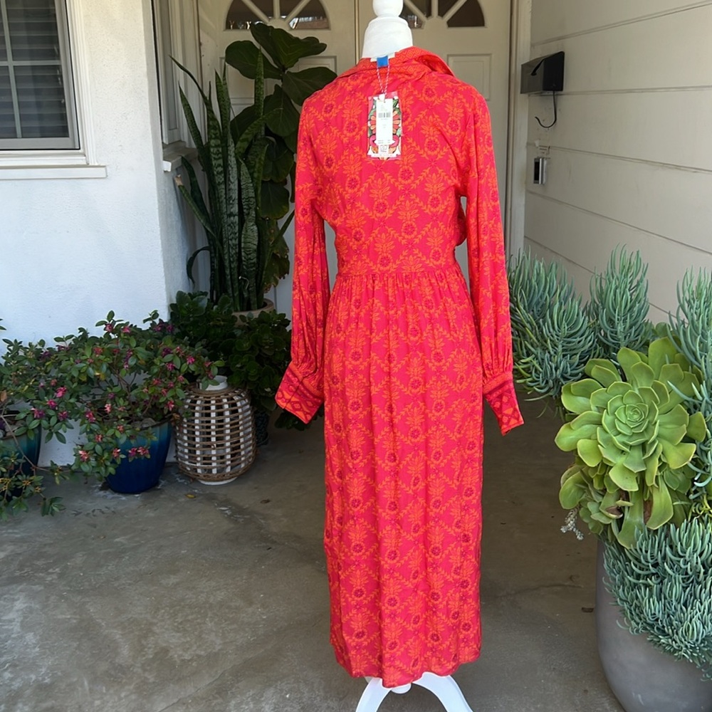 Farm Rio V Neck Tie Front Midi Dress - Picture 8 of 16